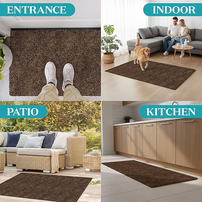 Premium Polyester Indoor Door Mat – 32"x48" Washable Entry Mat, Waterproof