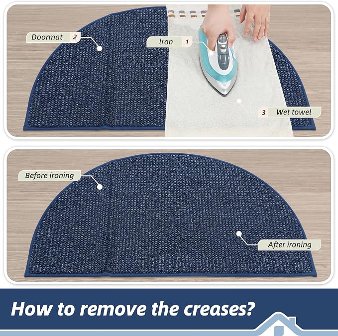BEQHAUSE Dirt Trapper Door Mat 26" x 40" Half Circle Non-Slip Washable Doormats