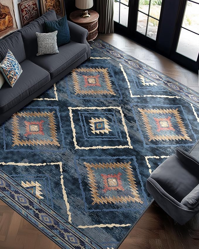 BESTSWEETIE Area Rug 9x12 Rug Machine Washable Non-Slip Low Pile Print Pattern