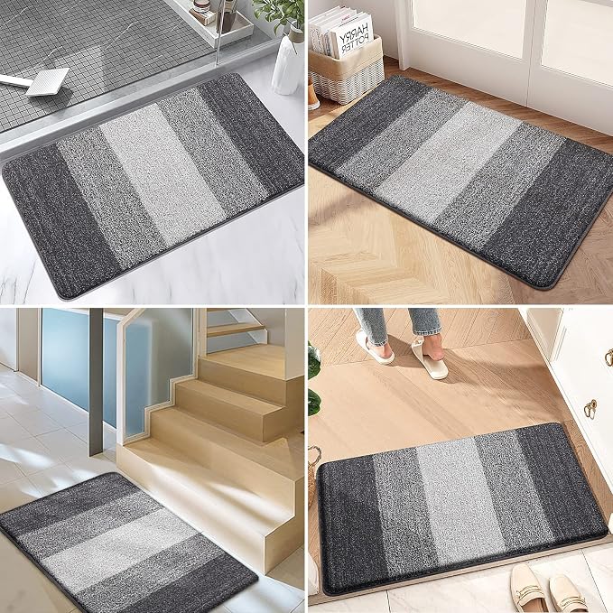 Kitinjoy Indoor Outdoor Door Mat, 30x17 Non-Slip Absorbent Dirt Trapper