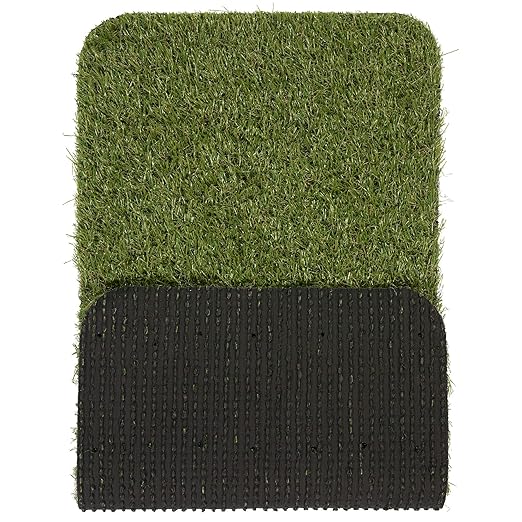 Ottomanson Artificial Grass Puppy Potty Training Pad with Tray, 15" x 30" Reusable Pee Pad for Small Pets and Dogs