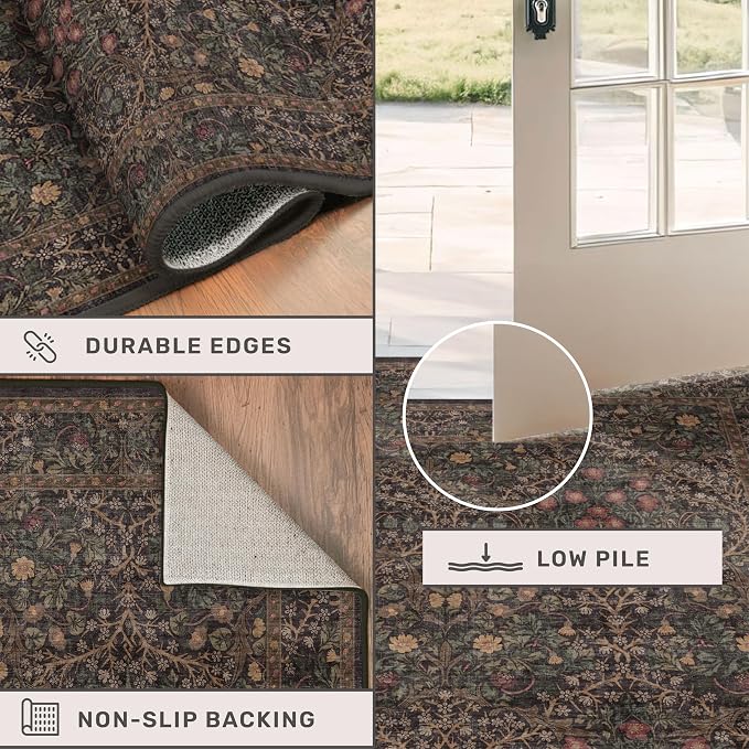 Washable 10ft Long Runners for Hallways, Dark Brown 2'6"x10' Wide Kitchen