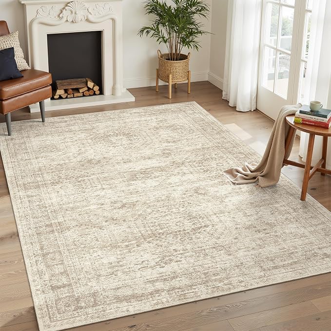 Soalmost 4x6 Area Rugs for Living Room, Vintage Washable Rugs for Dining Room