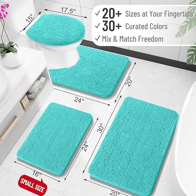 OLANLY Bathroom Rugs 30x20, Extra Soft Absorbent Chenille Bath Rugs, Rubber