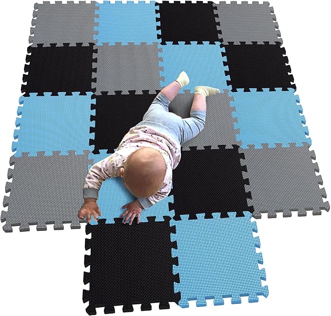 MQIAOHAM® 18 Pieces Puzzle Play Mats, Soft Baby Play Mat, Kids Interlocking Foam Floor Tiles, Toddlers Carpet Playmats G301018-104107112