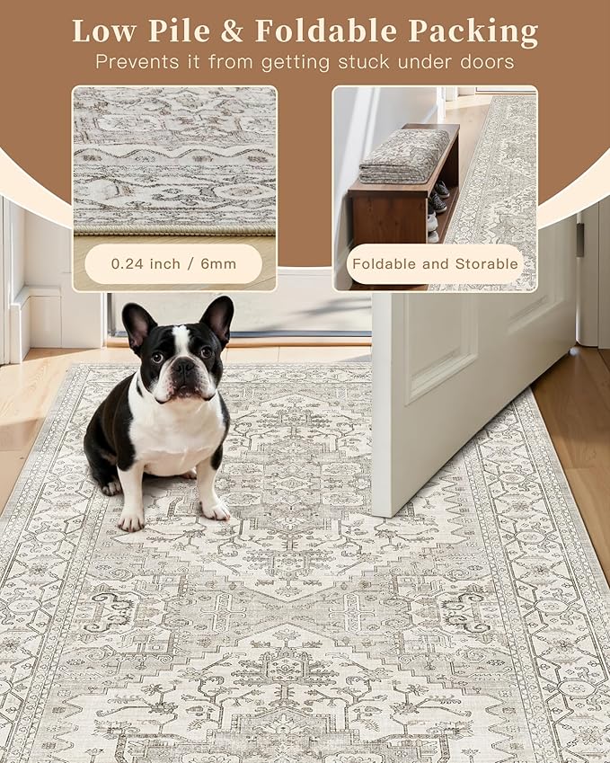 Madane 3x12 Hallway Runner Rug, Non Slip Washable 12ft Runner