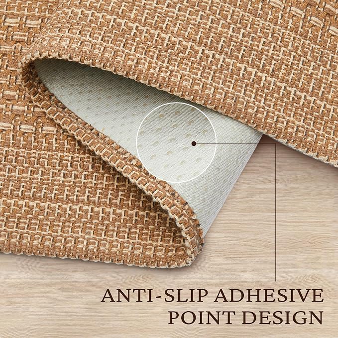 MatEssenz 2x6 Washable Runner Rug, Textured Natural Woven Low-Profile Hallway