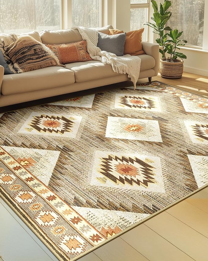 BESTSWEETIE Area Rug 6x8 Rug Machine Washable Non-Slip Low Pile Print Pattern
