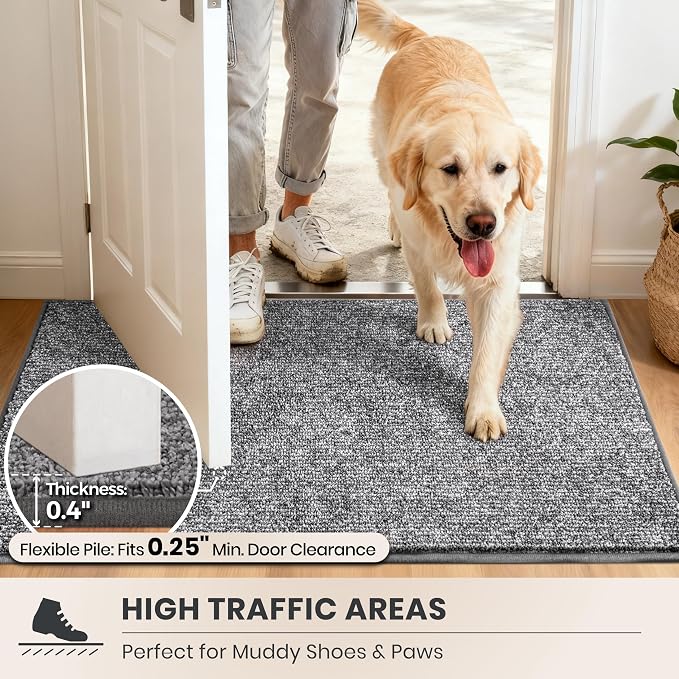 PURRUGS Dirt Trapping Door Mat 24" x 59", Non-Slip Machine Washable Entry Rug