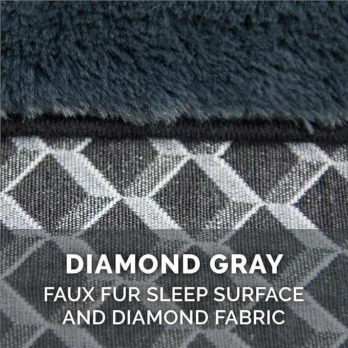 Furhaven Comfy Couch Plush & Décor Sofa-Style Egg Crate Orthopedic Foam Dog Bed - Diamond Gray, Small (Pack of 2)
