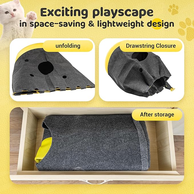 Cat Play Bag Collapsible Cat Activity Center Mat Play Rug Cats Activity Adventure Carpet Cats Tunnel Bags Drill Sleeping Bag Crinkle Bags for Indoor