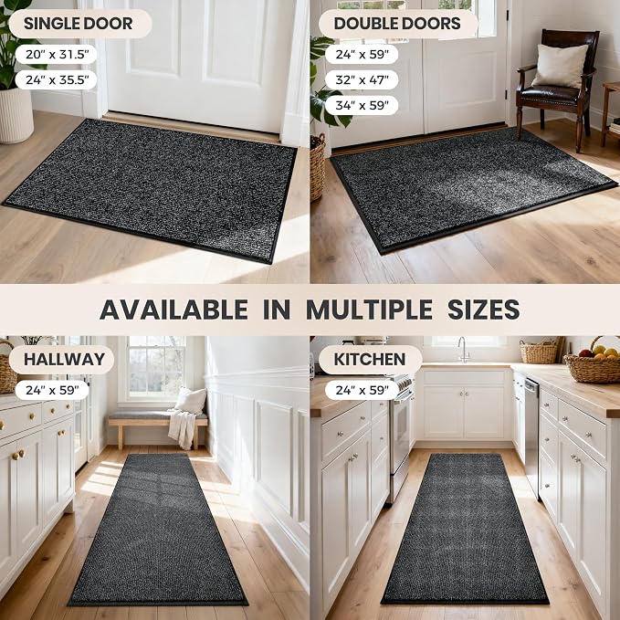 PURRUGS Dirt Trapping Door Mat 32" x 47", Non-Slip Machine Washable Entry Rug