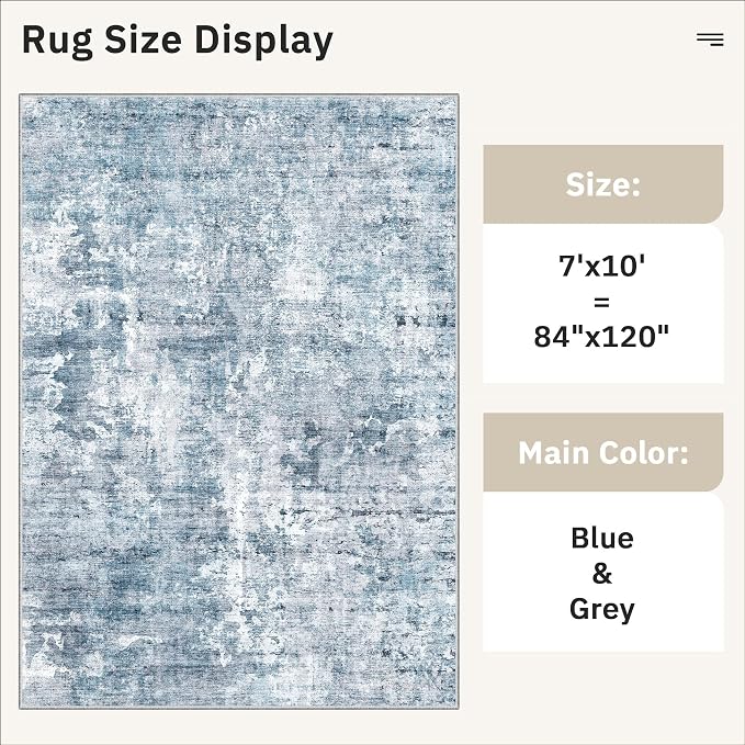 Soalmost 7x10 Area Rug for Living Room Washable Abstract Vintage Soft Thin