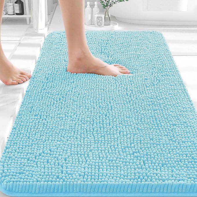 OLANLY Bathroom Rugs 35x24, Extra Soft Absorbent Chenille Bath Rugs, Rubber