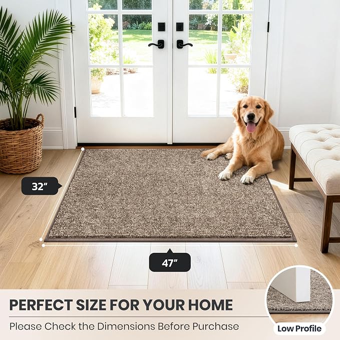 PURRUGS Dirt Trapping Door Mat 32" x 47", Non-Slip Machine Washable Entry Rug