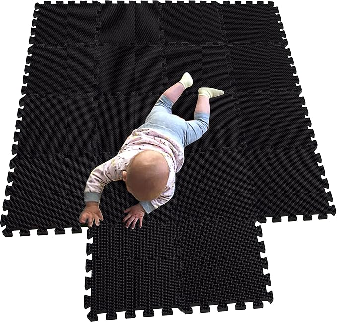 MQIAOHAM® 18 Pieces Puzzle Play Mats, Soft Baby Play Mat, Kids Interlocking Foam Floor Tiles, Toddlers Carpet Playmats G301018-104