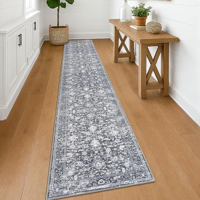 KILOCOCO Runner for Hallway 2x12 Runner Rug Printed Vintage Floral Washable Rug