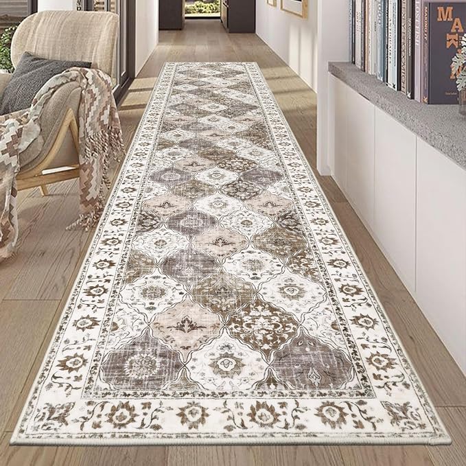 HEBE Hallway Runner Rug 2'x10' Washable Vintage Distressed Area Rugs Non Slip