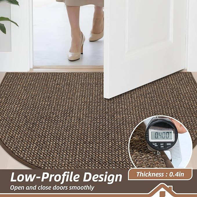 BEQHAUSE Dirt Trapper Door Mat 17" x 30" Half Circle Non-Slip Washable Doormats