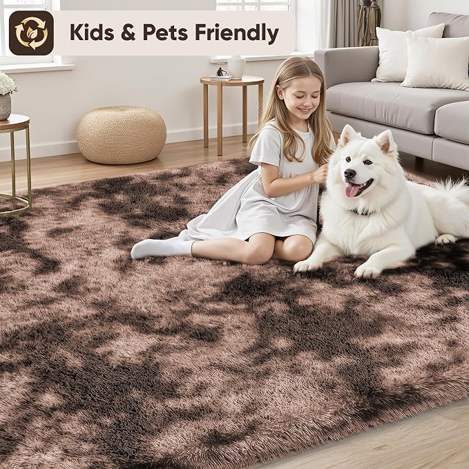 8x10 Area Rugs for Living Room Bedroom:Soft Fluffy Shag Upgrade Non-Slip High