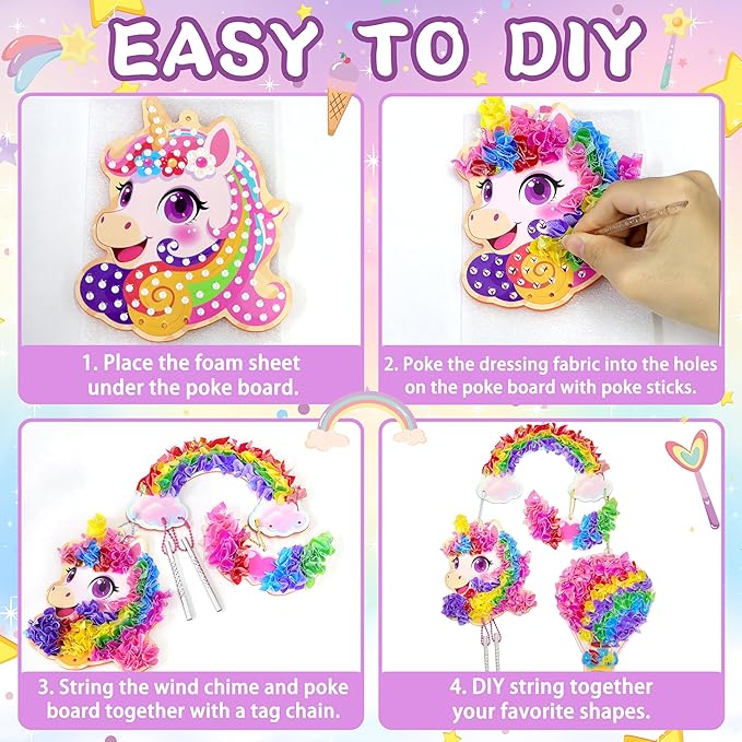 Alagoo Poke in Craft Unicorn DIY Kits - Arts and Crafts for Kids, Mess-Free Art Fun Craft Supplies, Creative Unicorn Birthday Decorations Craft Kits for Girls and Boys Ages 4 5 6 7 8 9