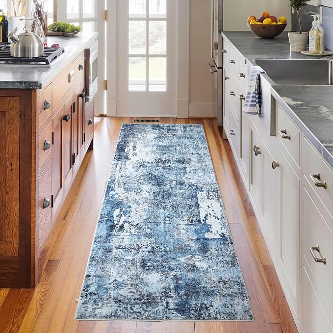 Rugcomf Runner Rug 2'6''x8' Hallway Washable Boho Soft Area Rug Abstract