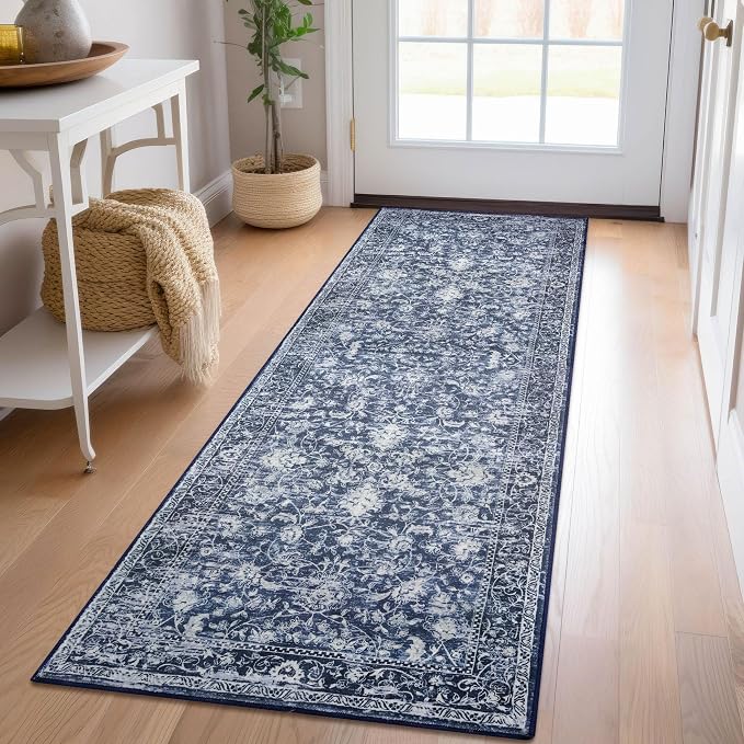 KILOCOCO Hallway Runner 2x5 Printed Vintage Floral Washable Kitchen Runner Rug