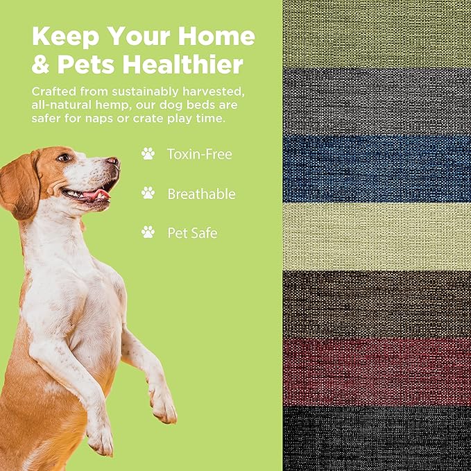 Small - 30 x 20 x 4 - Blueberry Premium Organic Hemp Dog Bed - Organic Latex Fill - Removeable Cover