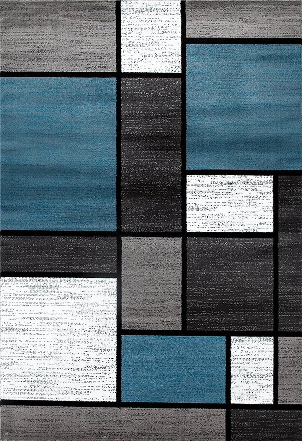 Rugshop Contemporary Modern Boxes Area Rug 7' 10" X 10' 2" Blue/Gray