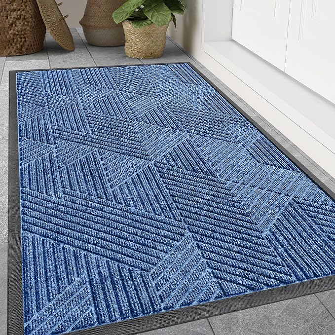 Smiry Front Door Mat Outside Entrance, Heavy Duty Sturdy Natural Rubber Doormat