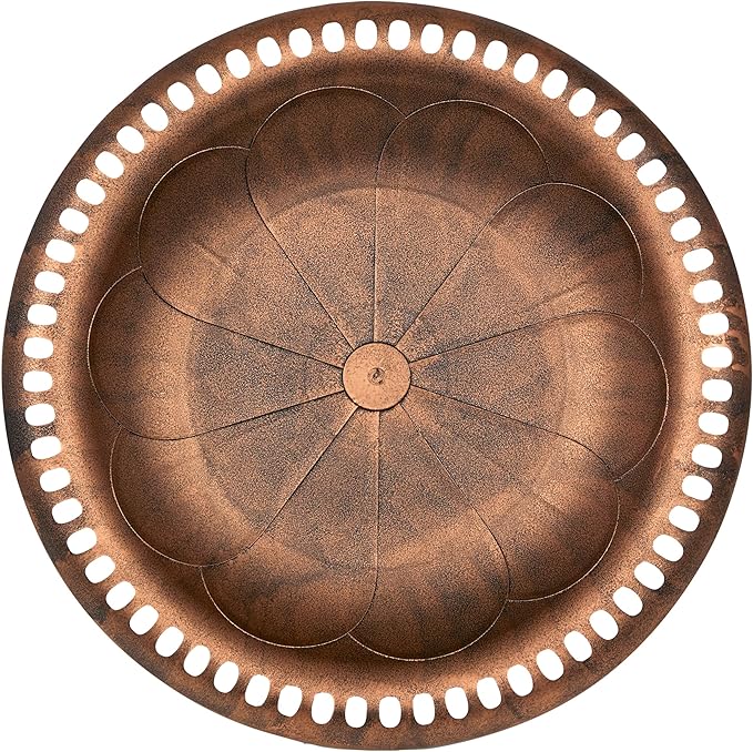 Alpine Corporation | 28" Bronze Outdoor Pedestal Birdbath with Scrollwork Base and Ground Stakes — Elegant Garden Décor, Durable Weather-Resistant Design for Lawn, Patio, or Yard