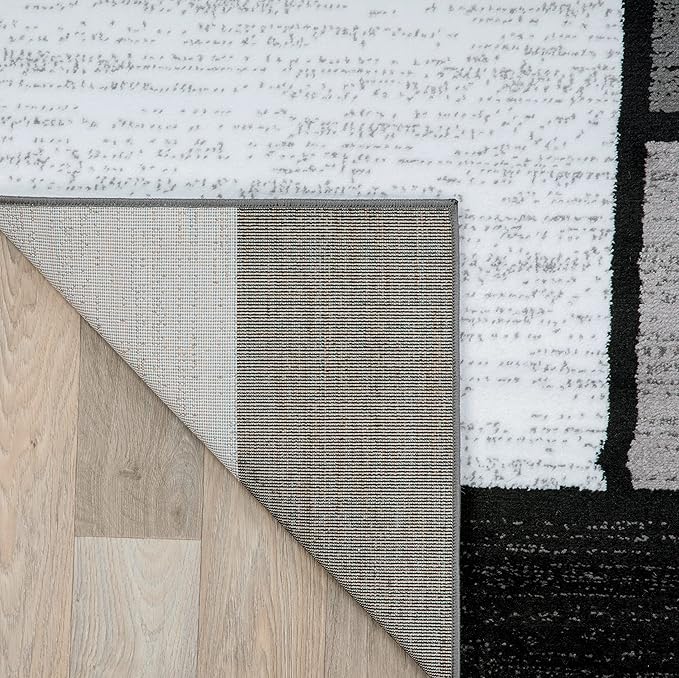 Rugshop Contemporary Modern Boxes Design Area Rug for Home Office,Living Room,Bedroom,Kitchen Non-Shedding Area Rug 5'3" x 7'3" Gray