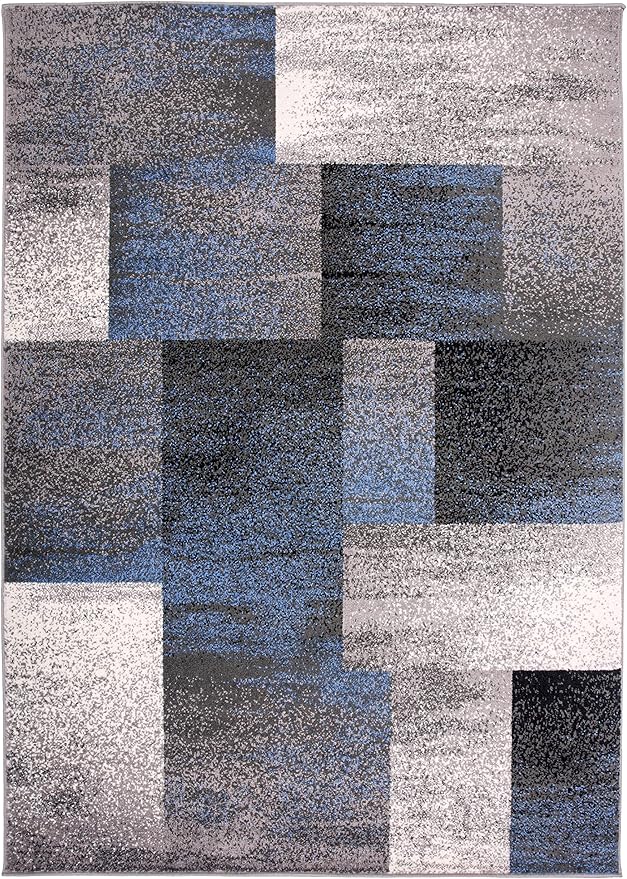 Rugshop Modern Distressed Boxes Area Rug 3' 3" x 5' Blue
