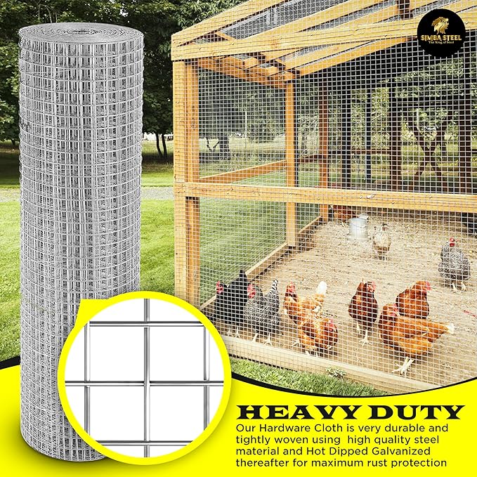 48” x 50 FT Hardware Cloth 1 inch Mesh 16 Gauge, Hot Dip Galvanised Wire Mesh, Rust Proof, Welded Cage Wire Rolls for Garden, Fence, Chicken, Rabbit, Pet Enclosures
