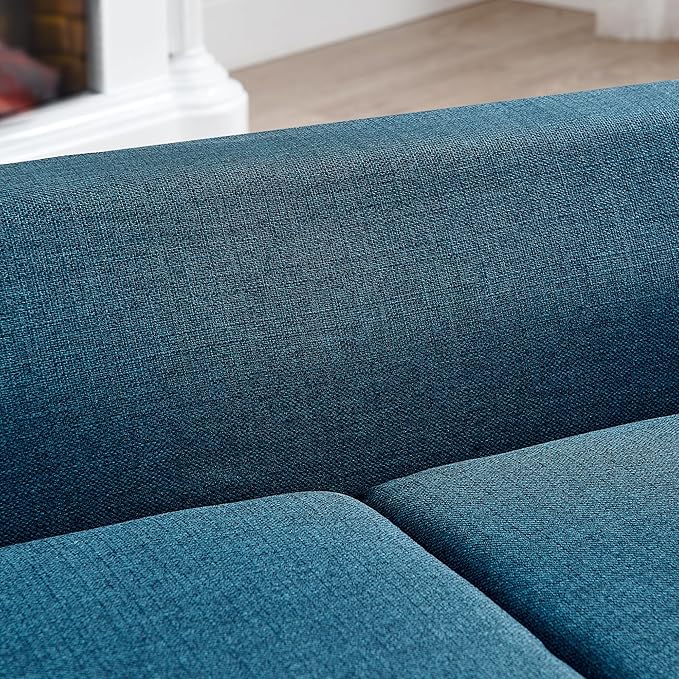 Modern Rectangular Pet Sofa with Backrest and Armrests - Comfortable Dog Couch for Medium and Large Dogs - Stylish and Functional Pet Furniture with Soft Cushion (Blue)