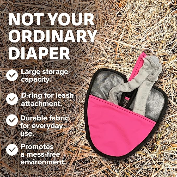 Bird Diaper, Wrap Around, for Larger Pigeons, Small Breed Hens and Roosters, Leak-Proof Design, Comfortable Fleece Strap Bird Harness with Sewn-in Liner & Secure Hook and Loop Closure - XS, Pink
