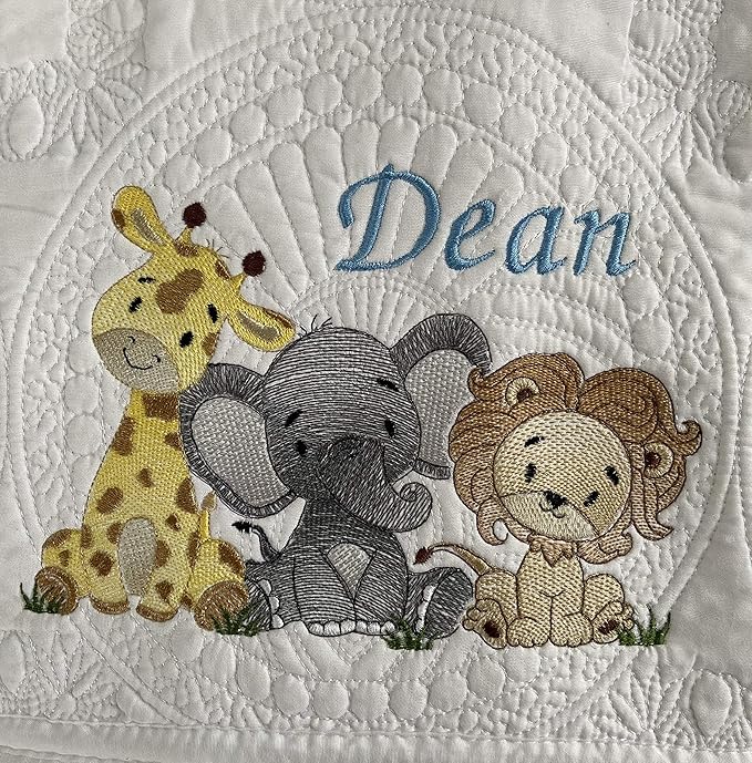 Personalized Baby Blanket Baby Quilt Monogrammed Blankets for Boys and Girls Embroidered Baby Gifts Monkey