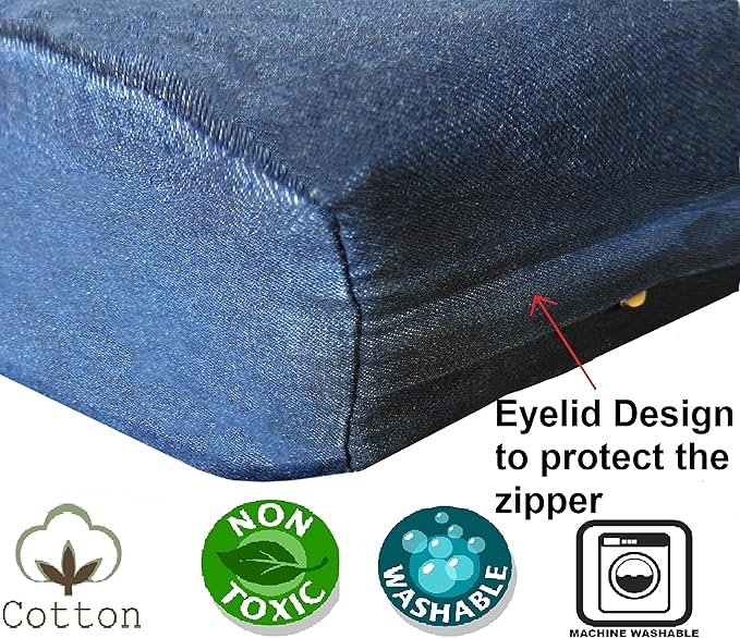 Dogbed4less Large Memory Foam Dog Bed Pillow with Orthopedic Comfort, Waterproof Liner and Washable Durable Pet Bed Denim Cover 41"X27", Blue
