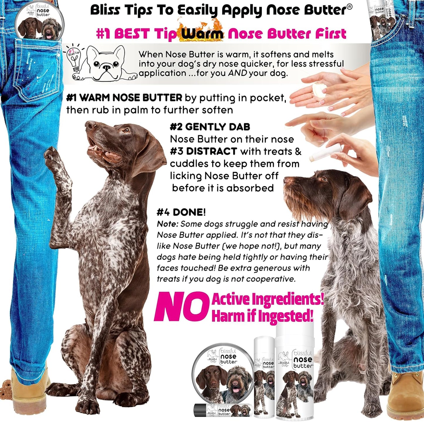 The Blissful Dog German Shorthaired Pointer Nose Butter for Dry, Cracked Skin, Lick-Safe Dog Nose Balm with Moisturizing Shea Butter, Almond, Olive, and Essential Oils, Pet Supplies, Uncented, 8 oz.