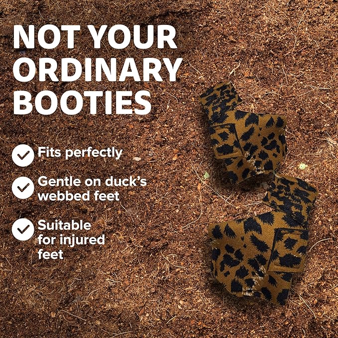Duck Shoes for Injured Feet – Protective Neoprene Footwear for Ducks, Protective Shoes for Birds with Injured feet, Bumblefoot Relief - Small, 2.5’’ Max. Inside Width - Leopard
