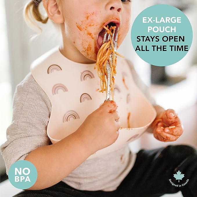 Loulou Lollipop Soft, Waterproof Silicone Feeding Bib for Babies and Toddlers