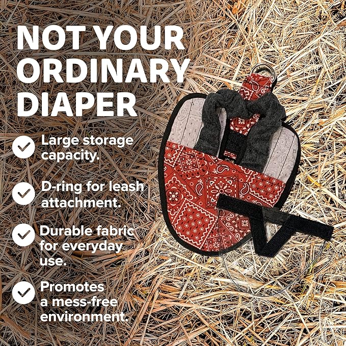 Hen Holster Wrap-Around Bird Diaper & Harness for Larger Pigeons, Small Breed - with Removable Liner, Adjustable Fit for Outdoor Adventures & Indoor Use, Easy to wear - Red Bandana, XS