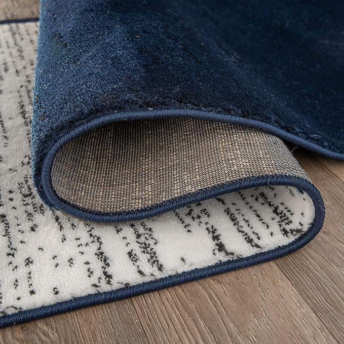 Rugshop Contemporary Modern Boxes Area Rug 9' x 12' Navy