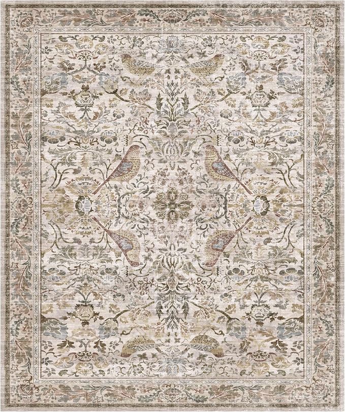 Washable Floral 10x12 Area Rug for Living Room