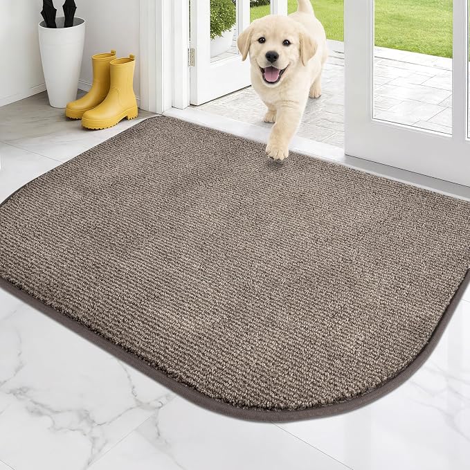 PURRUGS Dirt Trapping Door Mat Half Round 32" x 47", Non-Slip Machine Washable